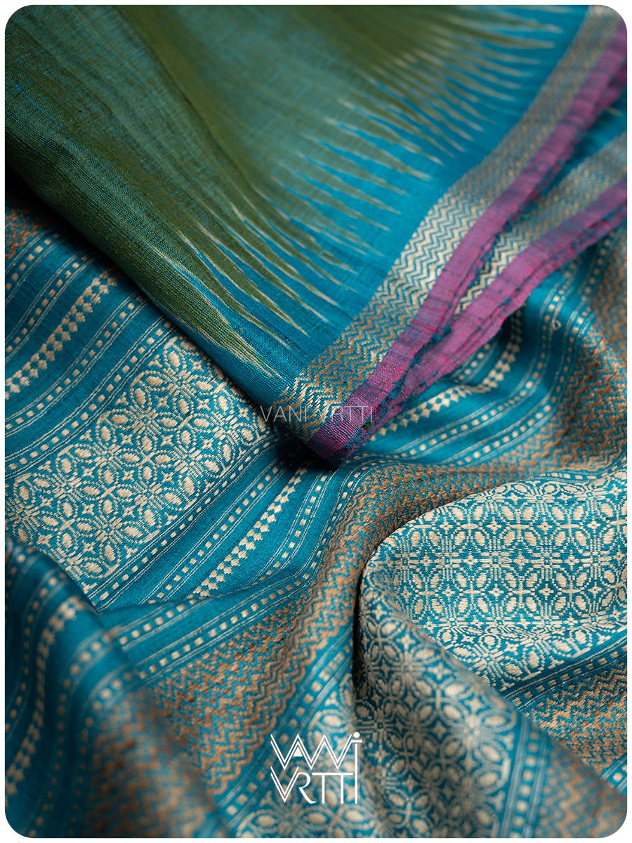 Mehendi Green Firozi Nabh Handspun Tussar Silk Saree