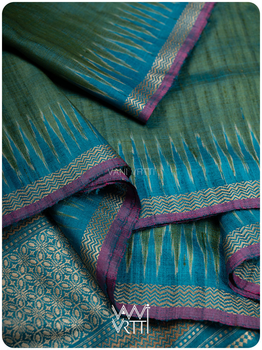 Mehendi Green Firozi Nabh Handspun Tussar Silk Saree