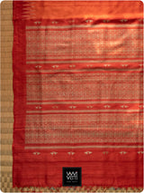 Narangi Laal Reddish Orange Kalpavriksha Handspun Tussar Silk Saree