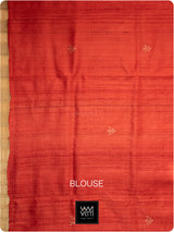 Narangi Laal Reddish Orange Kalpavriksha Handspun Tussar Silk Saree