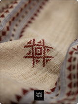 Off White Madder Red Natural Dyed Phoda Kumbha Handwoven Cotton Tussar Kotpad Saree