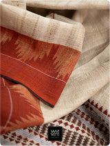 Off White Madder Red Natural Dyed Phoda Kumbha Handwoven Cotton Tussar Kotpad Saree