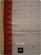 Off White Madder Red Natural Dyed Phoda Kumbha Handwoven Cotton Tussar Kotpad Saree