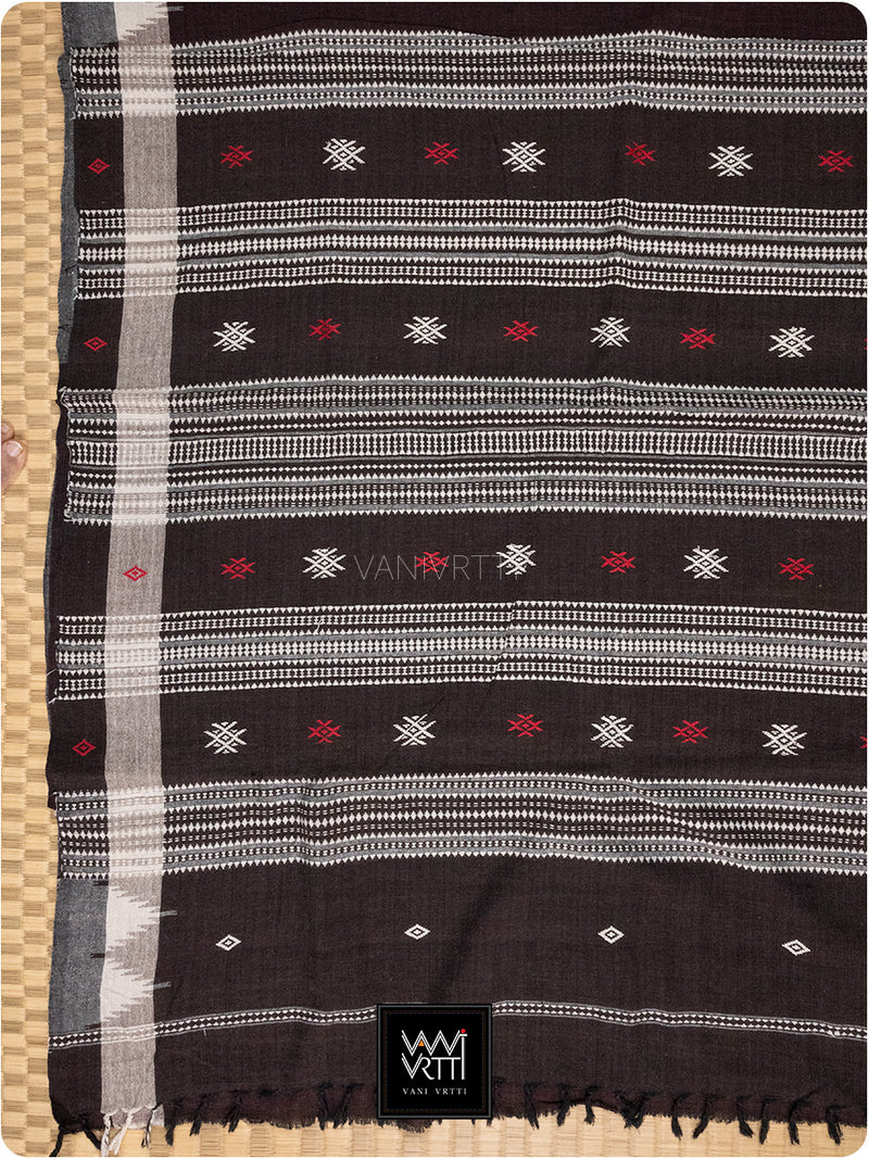 Deep Coffee Natural Dyed Phoda Kumbha Handwoven Cotton Kotpad Saree