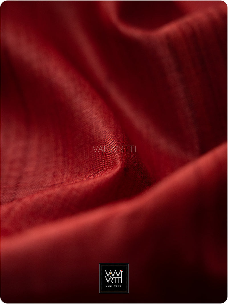 Maroon Rust Peepal Ikat Handspun Tussar Silk Saree