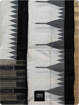 Ivory White Black Phoda Kumbha Mulberry Silk Ikat