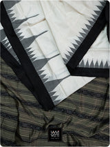 Ivory White Black Phoda Kumbha Mulberry Silk Ikat