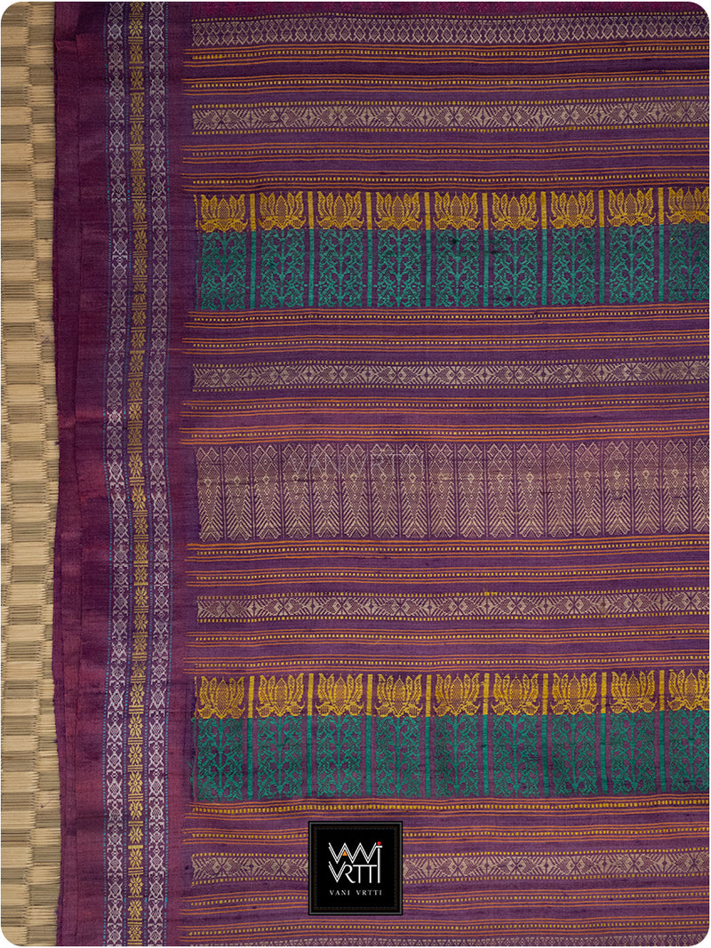 Bougainvillea Pink Purple Kachhap Handspun Tussar Silk Saree