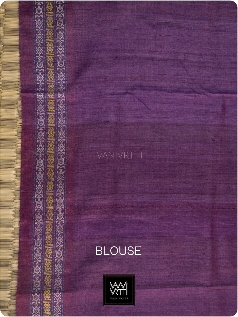Bougainvillea Pink Purple Kachhap Handspun Tussar Silk Saree