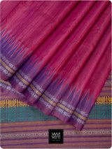Bougainvillea Pink Purple Kachhap Handspun Tussar Silk Saree