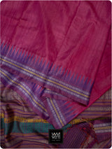 Bougainvillea Pink Purple Kachhap Handspun Tussar Silk Saree
