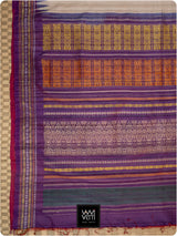 Off White Purple Red Ganga Jamuna Ananta Handspun Tussar Silk Saree