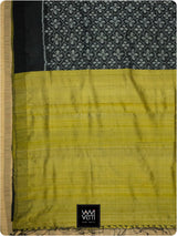 Lime Green Black Raat Ki Rani Ikat Bamboo Tussar Silk Saree
