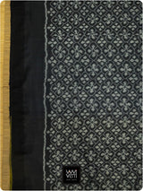 Lime Green Black Raat Ki Rani Ikat Bamboo Tussar Silk Saree