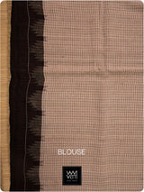 Moth Black Grey Checks Natural Dyed Phoda Kumbha Handwoven Cotton Tussar Kotpad Saree
