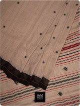 Moth Black Grey Checks Natural Dyed Phoda Kumbha Handwoven Cotton Tussar Kotpad Saree