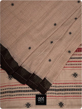 Moth Black Grey Checks Natural Dyed Phoda Kumbha Handwoven Cotton Tussar Kotpad Saree