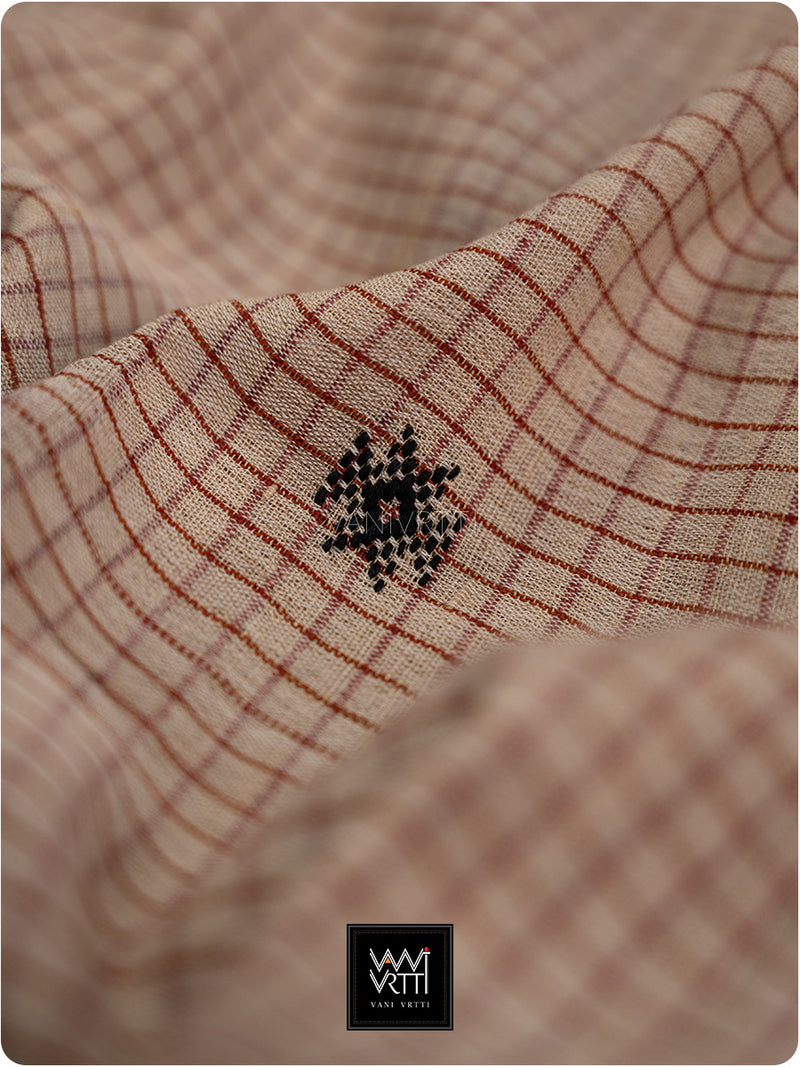 Moth Black Grey Checks Natural Dyed Phoda Kumbha Handwoven Cotton Tussar Kotpad Saree