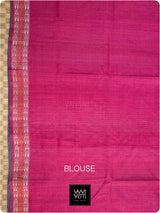 Banana Yellow Pink Kachhap Handspun Tussar Silk Saree