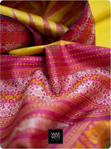 Banana Yellow Pink Kachhap Handspun Tussar Silk Saree