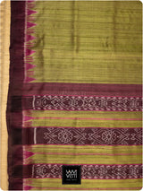 Banana Leaf Green Burgundy Nadi Handspun Tussar Silk Saree