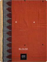Brick Red Grey Natural Dyed Phoda Kumbha Handwoven Cotton Kotpad Saree