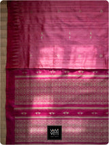 English Rose Pink Kalpavriksha Handspun Tussar Silk Saree