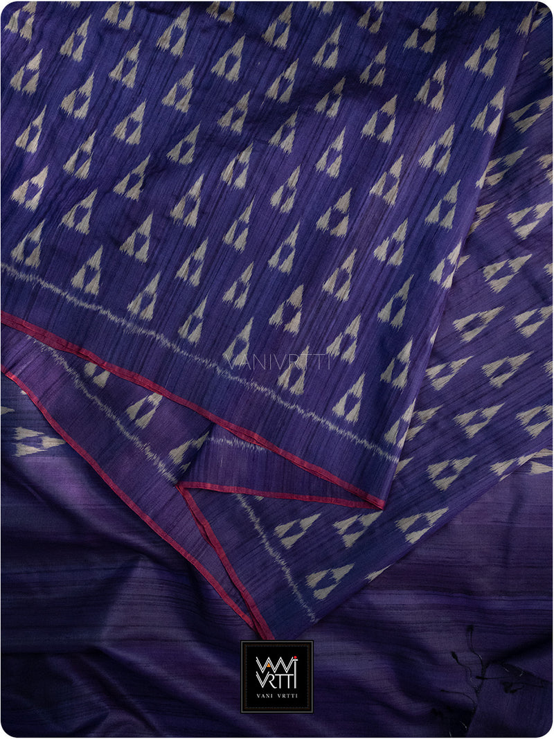 Deep Purple Alpana Khadi Tussar Silk Saree