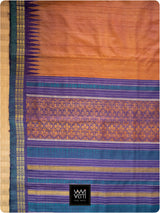 Rust Orange Purple Parijat Handspun Tussar Silk Saree