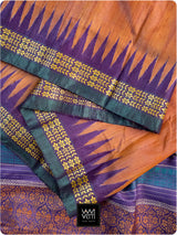 Rust Orange Purple Parijat Handspun Tussar Silk Saree