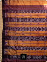Rustorange Purple Nadi Handspun Tussar Silk Saree