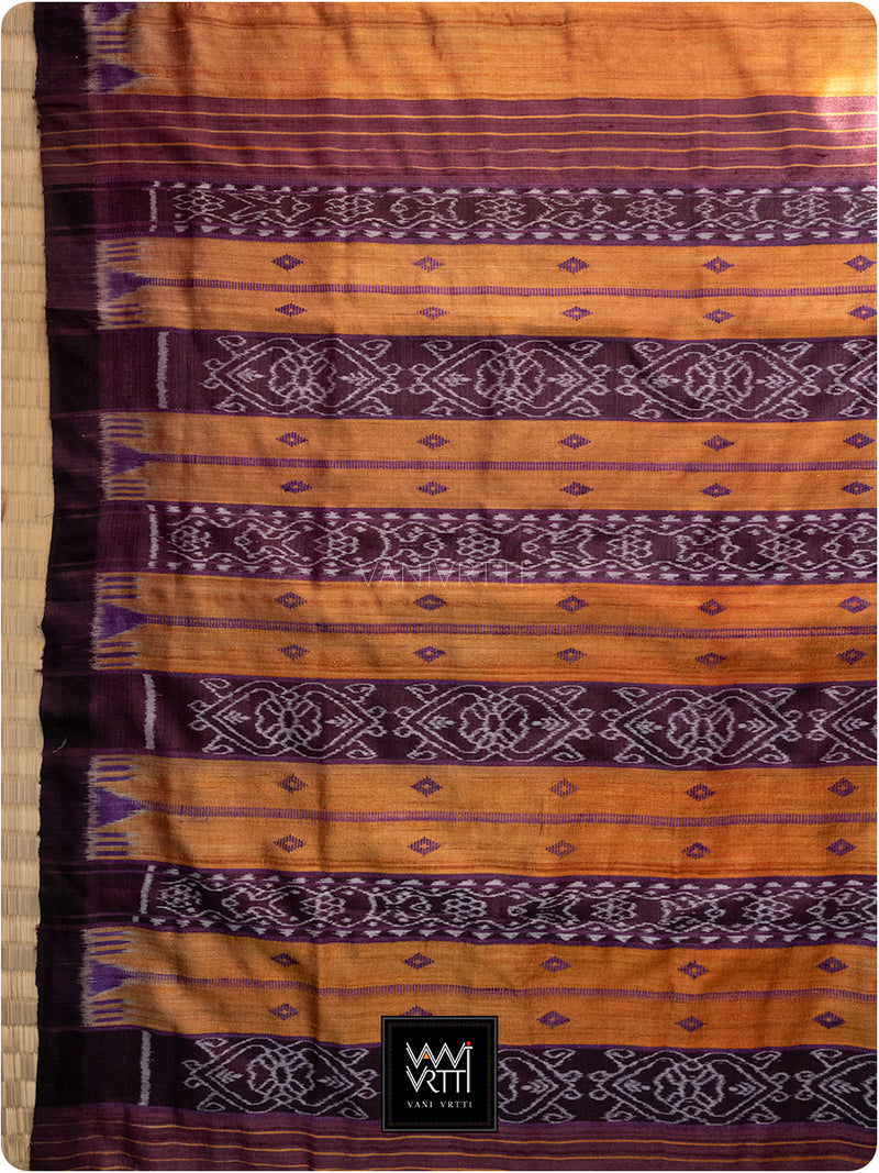Rustorange Purple Nadi Handspun Tussar Silk Saree