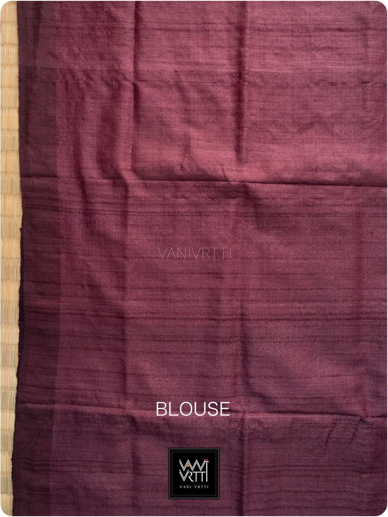 Rustorange Purple Nadi Handspun Tussar Silk Saree