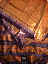 Rustorange Purple Nadi Handspun Tussar Silk Saree