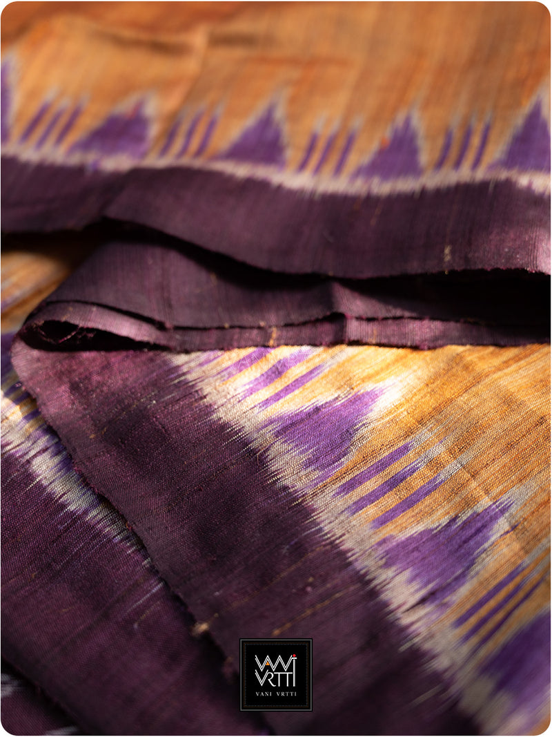 Rustorange Purple Nadi Handspun Tussar Silk Saree