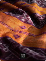 Rustorange Purple Nadi Handspun Tussar Silk Saree