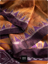 Rustorange Purple Nadi Handspun Tussar Silk Saree