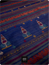 Ink Blue Mughal Garden Exclusive Handspun Tussar Silk Saree