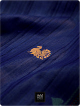 Ink Blue Mughal Garden Exclusive Handspun Tussar Silk Saree