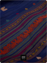 Ink Blue Mughal Garden Exclusive Handspun Tussar Silk Saree