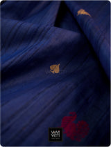 Ink Blue Mughal Garden Exclusive Handspun Tussar Silk Saree