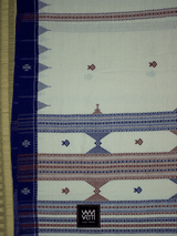 Off White Madder Indigo Natural Dyed Phoda Kumbha Handwoven Cotton Kotpad Saree