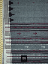 Grey Black Natural Dyed Phoda Kumbha Handwoven Cotton Kotpad Saree