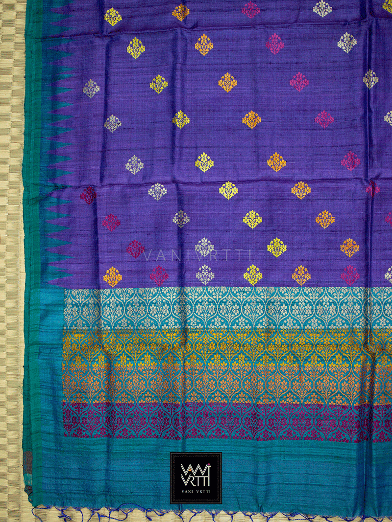 Purple Parijat Khadi Tussar Silk Saree