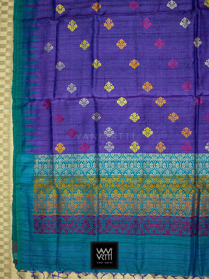 Purple Parijat Khadi Tussar Silk Saree