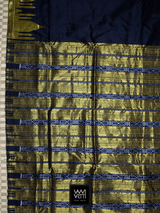Black Taj Mahal Phoda Kumbha Master Weave Mulberry Silk Saree