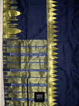 Black Taj Mahal Phoda Kumbha Master Weave Mulberry Silk Saree