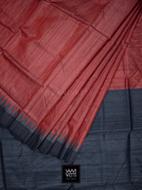 Red Black Antara Khadi Tussar Silk Saree
