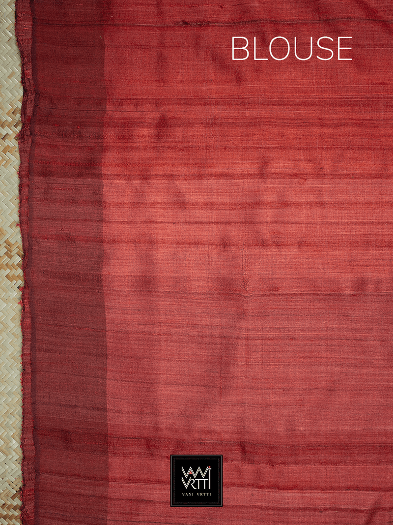 Emerald Green Red Antara Khadi Tussar Silk Saree