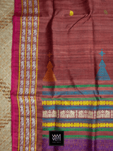 Rust Red Airavata Marigold Khadi Tussar Silk Saree